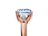 Rose gold Three-Stone Fancy Blue Princess Cut Cut Diamond Ring with Trillion Side Stones and Four-Prong Setting_8
