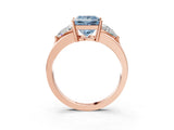 Rose gold Three-Stone Fancy Blue Princess Cut Cut Diamond Ring with Trillion Side Stones on a Split Shank Band_3