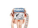 Rose gold Three-Stone Fancy Blue Princess Cut Cut Diamond Split Shank Prong Set Ring_17