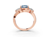 Rose gold Three-Stone Fancy Blue Princess Cut Cut Diamond Split Shank Prong Set Ring_3