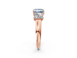 Rose gold Three-Stone Fancy Blue Princess Cut Cut Solitaire Ring with Classic Prong Setting_2