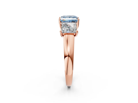 Rose gold Three-Stone Fancy Blue Princess Cut Cut Solitaire Ring with Classic Prong Setting_2