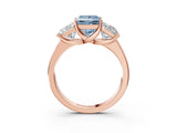 Rose gold Three-Stone Fancy Blue Princess Cut Cut Solitaire Ring with Classic Prong Setting_3