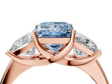 Rose gold Three-Stone Fancy Blue Princess Cut Cut Solitaire Ring with Classic Prong Setting_4