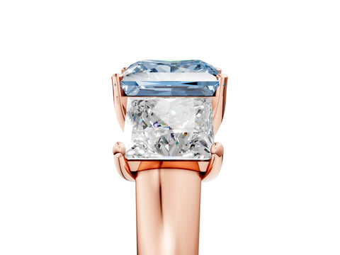 Rose gold Three-Stone Fancy Blue Princess Cut Cut Solitaire Ring with Classic Prong Setting_5