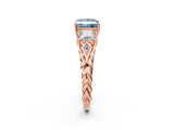 Rose gold Three-Stone Fancy Blue Princess Cut Diamond Braided Band Ring with Four-Prong Setting_41