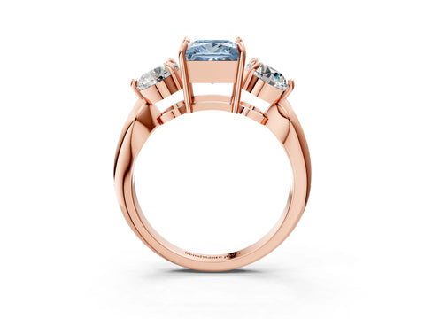 Rose gold Three-Stone Fancy Blue Princess Cut Diamond Channel Set Engagement Ring with Prong Setting_15