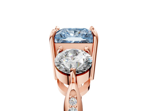 Rose gold Three-Stone Fancy Blue Princess Cut Diamond Channel Set Engagement Ring with Prong Setting_17