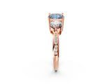 Rose gold Three-Stone Fancy Blue Princess Cut Diamond Channel Set Engagement Ring with Prong Setting_2