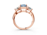 Rose gold Three-Stone Fancy Blue Princess Cut Diamond Channel Set Engagement Ring with Prong Setting_3