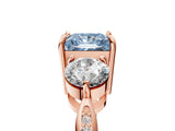 Rose gold Three-Stone Fancy Blue Princess Cut Diamond Channel Set Engagement Ring with Prong Setting_5