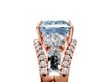 Rose gold Three-Stone Fancy Blue Princess Cut Diamond Engagement Ring with Pave Band and Prong Setting_5
