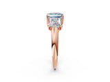 Rose gold Three-Stone Fancy Blue Princess Cut Diamond Engagement Ring with Prong Setting_5
