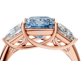 Rose gold Three-Stone Fancy Blue Princess Cut Diamond Engagement Ring with Prong Setting_7
