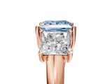 Rose gold Three-Stone Fancy Blue Princess Cut Diamond Engagement Ring with Prong Setting_8