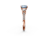 Rose gold Three-Stone Fancy Blue Princess  Cut Diamond Pavé Band with Four-Prong Setting_30