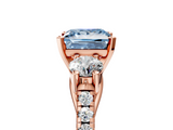 Rose gold Three-Stone Fancy Blue Princess  Cut Diamond Pavé Band with Four-Prong Setting_33