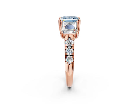 Rose gold Three-Stone Fancy Blue Princess Cut Diamond Pavé Band with Prong Setting_2