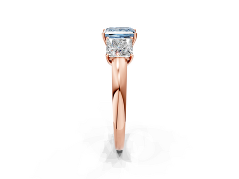 Rose gold Three-Stone Fancy Blue Princess  Cut Diamond Ring with Channel-Set Band and Four-Prong Setting_33