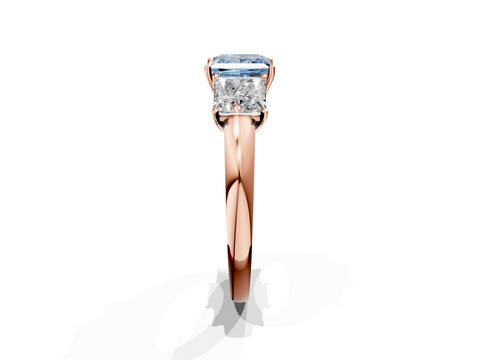 Rose gold Three-Stone Fancy Blue Princess  Cut Diamond Ring with Channel-Set Band and Four-Prong Setting_34