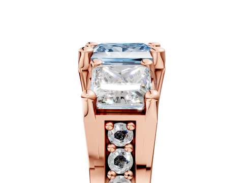 Rose gold Three-Stone Fancy Blue Princess  Cut Diamond Ring with Channel-Set Band and Four-Prong Setting_40