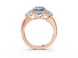 Rose gold Three-Stone Fancy Blue Princess  Cut Diamond Ring with Channel-Set Band and Four-Prong Setting_52