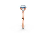 Rose gold Three-Stone Fancy Blue Princess Cut Diamond Ring with Pear  Side Stones in Four-Prong Setting_14