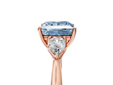 Rose gold Three-Stone Fancy Blue Princess Cut Diamond Ring with Pear  Side Stones in Four-Prong Setting_17