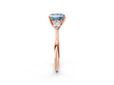 Rose gold Three-Stone Fancy Blue Princess Cut Diamond Ring with Pear  Side Stones in Four-Prong Setting_50