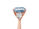 Rose gold Three-Stone Fancy Blue Princess Cut Diamond Ring with Pear  Side Stones in Four-Prong Setting_53