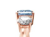 Rose gold Three-Stone Fancy Blue Princess Cut Diamond Ring with Round Side Stones, Classic Band, and Four-Prong Setting_5