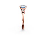 Rose gold Three-Stone Fancy Blue Princess  Cut Diamond Solitaire with Prong Setting and Classic Band_44