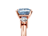 Rose gold Three-Stone Fancy Blue Princess  Cut Diamond Solitaire with Prong Setting and Classic Band_47