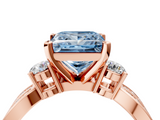 Rose gold Three-Stone Fancy Blue Princess  Cut Diamond Twist Band with Prong Setting_43