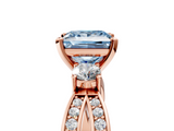 Rose gold Three-Stone Fancy Blue Princess  Cut Diamond Twist Band with Prong Setting_44