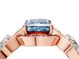 Rose gold Three-Stone Fancy Blue Princess Cut Diamond Wave Pave Band with Prong Setting_4