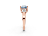Rose gold Three-Stone Fancy Blue Princess  Cut Solitaire Ring with Prong Setting_5