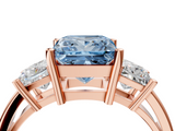 Rose gold Three-Stone Fancy Blue Princess  Cut Solitaire Ring with Prong Setting_7