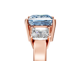 Rose gold Three-Stone Fancy Blue Princess  Cut Solitaire Ring with Prong Setting_8