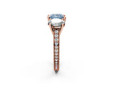 Rose gold Three-Stone Fancy Blue Princess  Diamond Milgrain Pave Band with Prong Setting 2