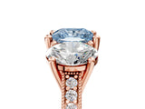 Rose gold Three-Stone Fancy Blue Princess  Diamond Milgrain Pave Band with Prong Setting 5