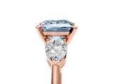 Rose gold Three-Stone Fancy Blue Princess  Diamond Ring with Pear Side Stones in Four-Prong Setting_81
