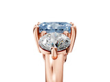 Rose gold Three-Stone Fancy Blue Radiant  Brilliant Cut Solitaire Ring with Prong Setting on a Classic Band 5