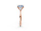 Rose gold Three-Stone Fancy Blue Radiant Cut Brilliant Diamond Solitaire Ring with Tapered Band and Four-Prong Setting_5