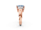 Rose gold Three Stone Fancy Blue Radiant Cut Cut Channel Set Diamond Ring_2