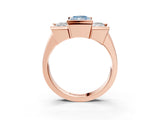 Rose gold Three Stone Fancy Blue Radiant Cut Cut Channel Set Diamond Ring_3