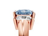 Rose gold Three Stone Fancy Blue Radiant Cut Cut Channel Set Diamond Ring_5