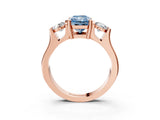 Rose gold Three-Stone Fancy Blue Radiant Cut Cut Classic Band Prong Setting Ring_3