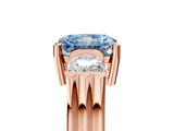 Rose gold Three-Stone Fancy Blue Radiant Cut Cut Classic Band Prong Setting Ring_5