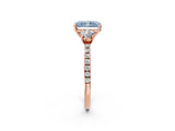 Rose gold Three-Stone Fancy Blue Radiant Cut Cut Diamond Pavé Band with Prong Setting_17